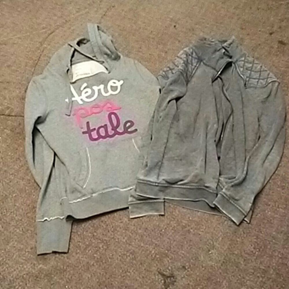 1 hoodie by aero and 1 jacket by converse take bot
